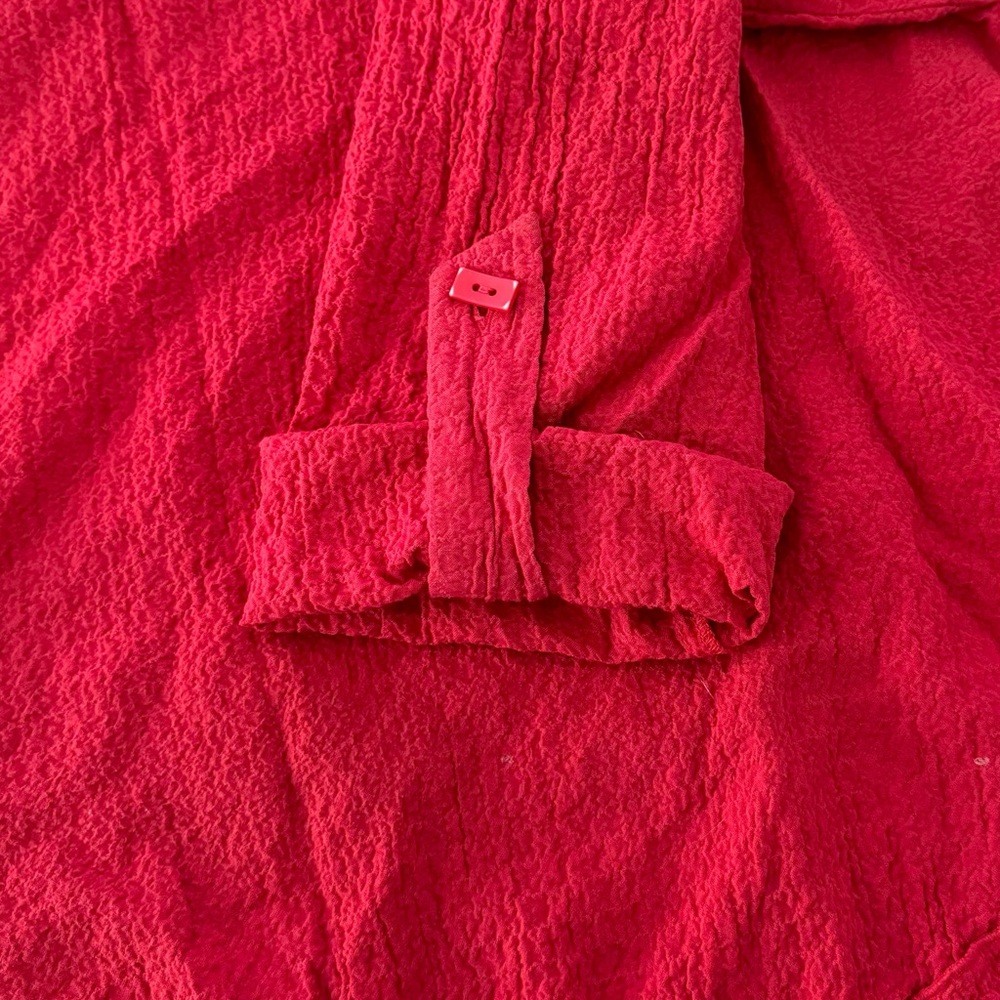 Ali Miles Red Cowl Neck Tunic Blouse Lagenlook Size Medium Comfort Stretch - Picture 5 of 7
